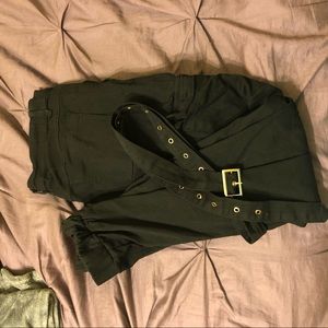 Trendy black cargo joggers (w free matching belt)